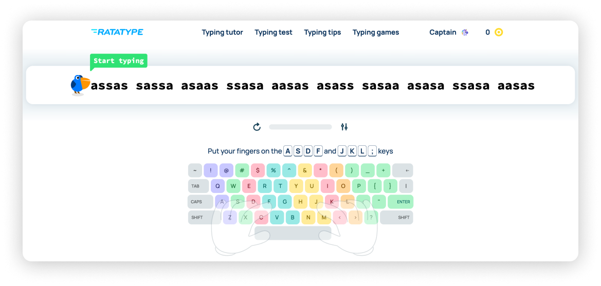 Ratatype arayüzü